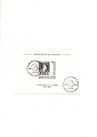 Monaco Centenaire Du Ier Timbre Epreuve Souvenir  Obliteree Du 5/8/12/1985 + Cachet De L'Expo Rare - Cartas & Documentos