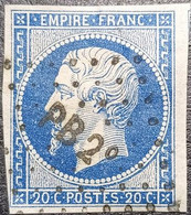 N°14Aa. Napoléon 20c Bleu Foncé. Beau Cachet Ambulant PB 2° (Bordeaux à Paris) - 1853-1860 Napoléon III