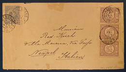 Pays Bas Entier Lettre 5c Bleu + Bde De 3 N°33 Pour Naples Oblitérés Dateur De S GRAVENHAGE 21 Nov 1893 - Briefe U. Dokumente