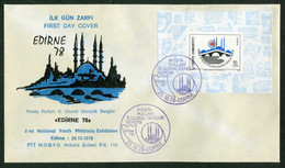 Türkiye 1978 National Stamp Youth Exhibition | Bridge And Mosque, Souvenir Sheet Mi 2465 Block 18 FDC - Covers & Documents