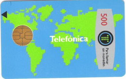 SPAIN : G003 500 Ptas World Map ES UNA GENTILZA DE TELEFONICA  MINT - Sonstige & Ohne Zuordnung