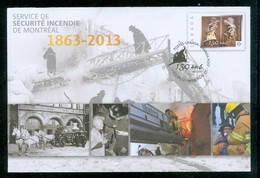 Montréal; Service Sécurité Incendie; 150 Ans / 150 Years; Feu / Fire; Enveloppe Souvenir (10000-D) - Cartas & Documentos