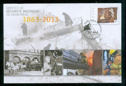 Montréal; Service Sécurité Incendie; 150 Ans / 150 Years; Feu / Fire; Enveloppe Souvenir (10000-D) - Storia Postale