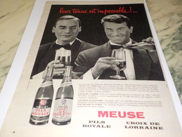 ANCIENNE PUBLICITE BIERE D ALSACE  MEUSE  PILS CROIX DE LORRAINE  1959 - Alcools