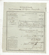 Récepissé Pour Versement Pour Dépenses Municipales, BLOIS, MONTRICHARD ,1823,  Frais Fr 1.65 E - Unclassified