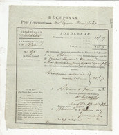 Récepissé Pour Versement Pour Dépenses Municipales, BLOIS, MONTRICHARD ,1823,  Frais Fr 1.65 E - Ohne Zuordnung