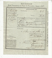 Récepissé Pour Versement Sur Frais De Poursuites, BLOIS, MONTRICHARD ,1823,  Frais Fr 1.65 E - Unclassified