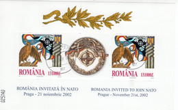 ROMANIA 2002: ROMANIA INVITED TO JOIN NATO, Used Souvenir Block - Registered Shipping! - Gebruikt