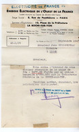 VP20.046 - 1947 - Lettre - Electricité De France à PARIS / Service D'Exploitation De LA ROCHE - SUR - YON - Electricité & Gaz