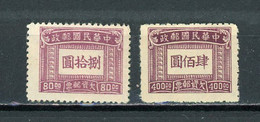 CHINE - T. TAXE - N° Yt 76+80 (*) - Timbres-taxe