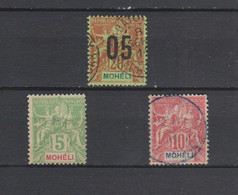 N° 4,5 & 18A = 3 TIMBRES MOHELI OBLITERES & NEUF SANS GOMME DE 1906 & 1912    Cote : 80,50 € - Used Stamps