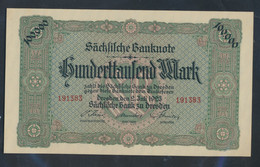 Sachsen Rosenbg: SAX15 Länderbanknote Sachsen Bankfrisch 1923 100.000 Mark (9810571 - 100000 Mark