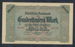 Sachsen Rosenbg: SAX15 Länderbanknote Sachsen Bankfrisch 1923 100.000 Mark (9810577 - 100.000 Mark