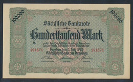 Sachsen Rosenbg: SAX15 Länderbanknote Sachsen Bankfrisch 1923 100.000 Mark (9810578 - 100000 Mark