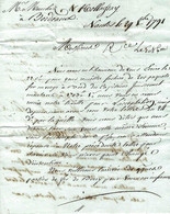1791 Nantes  Jacquier & Bosset  Armateurs =>Mouchez & Holagray Marchand De Fer à Bordeaux FER DU BERRY NAVIRE ST LOUIS - ... - 1799