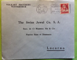 Lettre  VOLKART BROTHERS WINTERTHUR Suisse Yvert 203,20 C Rouge / Chamois Perforé Perfin 1928 > Swiss Jewel LOCARNO - Perfin