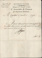 Italie République Italienne Bologne 7 1 1804 Empire L'uncaricato Di Finanza Taxe Manuscrite 3 Cachet Reggio ? - 1. ...-1850 Prefilatelia