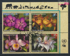 UNO - New York 973-976 Viererblock (kompl.Ausg.) Gestempelt 2005 Orchideen (9808500 - Used Stamps