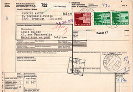 L34424 - Schweiz - 1969 - 2@1,50Fr Bauten MiF A Paketkte LES REUSSILLES -> Belgien - Covers & Documents