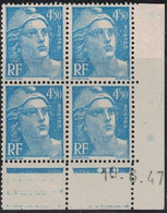 GANDON - N°718A - BLOC DE 4 TIMBRES - COIN DATE - DU 10-6-1947 - COTE 1€50. - 1940-1949