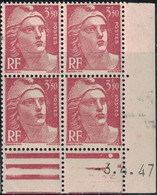 GANDON - N°716B - BLOC DE 4 TIMBRES - COIN DATE - DU 3-4-1947 - COTE 5€. - 1940-1949