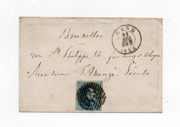 !!! BELGIQUE, N°7 SUR LETTRE DE GAND POUR BRUXELLES DU 21/2/1858. SANS TEXTE - 1849-1850 Medallions (3/5)