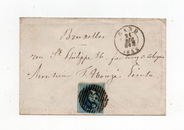 !!! BELGIQUE, N°7 SUR LETTRE DE GAND POUR BRUXELLES DU 21/2/1858. SANS TEXTE - 1849-1850 Medaillons (3/5)