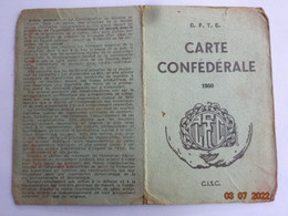 POUR COLLECTIONNEUR CARTE SYNDICAT CFTC 1950 INDUSTRIES ELECTRIQUES ET GAZIERES - Tessere Associative