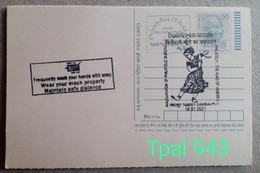 India 2021 *** COVID-19 , Coronavirus ,Vaccination, Virus , Mask , Dance, Sambalpur Slogan Postcard  (**) Inde Indien - Covers & Documents