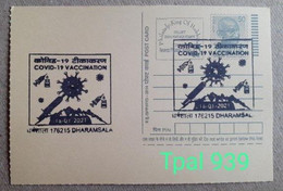 India 2021 *** COVID-19 , Coronavirus ,Vaccination, Virus , Mask , Dharmasala P.O. Postcard  (**) Inde Indien - Cartas & Documentos