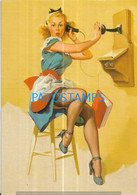 189059 PIN - UP WOMAN BEAUTY SENSUAL WITH OLD PHONE POSTAL POSTCARD - Pin-Ups