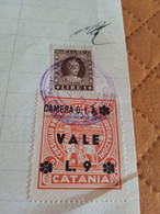 MARCA DA BOLLO CONSIGLIO PROVINCIALE DELLE CORPORAZIONI SOPRASTAMPATA CAMERA C.I.A. L.9- 1959 - Revenue Stamps