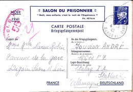 TYPE PETAIN N° 515-CP ETAT 2  ENTIER POSTAL"SALON DU PRISONNIER" DE DIGOIN / 4.1.42     TRES RARE - 1941-42 Pétain