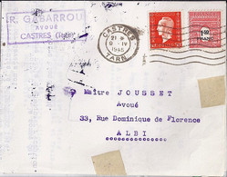 TYPE ARC DE TRIOMPHE N° 708+685 SUR LETTRE DE CASTRES / 9.4.45 - 1944-45 Arco Del Triunfo