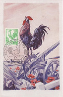 TYPE COQ ET MARIANNE D'ALGER N° 630 + 688 (verso) SUR  C.P. DE PARIS/EXPO D'AVICULTURE/12.IV.45 - 1944 Marianne Van Algerije