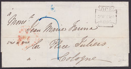 Tax. Brief Mit Malteser Stempel Nach Köln, Rücks. Roter K2 "aus England Per Aachen" - ...-1840 Préphilatélie