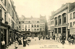 Cherbourg * La Rue De La Fontaine Et La Poste * Commerces Magasins - Cherbourg