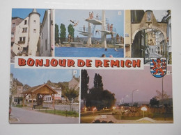 REMICH Vieille Tour, Piscine, Porte Saint-Nicolas, Mini-Golf (la Nuit) - CPM LUXEMBOURG : Un Bonjour De REMICH - Remich