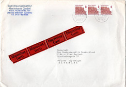 L34586 - Bund - 1995 - 3@400Pfg SWK A EilBf BREMEN -> KJOEBENHAVN (Daenemark) - Lettres & Documents