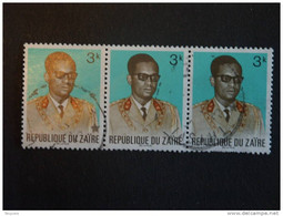 Congo Zaire 1972 General Generaal Mobutu 3 X Yv 811 O - Oblitérés
