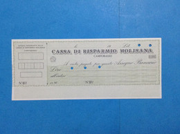 ASSEGNO BANCARIO NUOVO ANNULLATO PROTOTIPO CASSA DI RISPARMIO MOLISANA CAMPOBASSO CHECK CHEQUE ÜBERPRÜFEN - Cheques En Traveller's Cheques