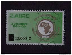 Congo Zaire 1991 UPA Carte Kaart Afrique Surcharge Nouvelle Valeur Opdruk Yv 1351 COB 1433 O - Usados