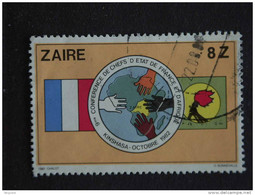 Congo Zaire 1982 Conférence Carte De L'Afrique, Drapeaux Français Et Zaïrois Kaart Vlag Yv 1097 COB 1156 O - Usados