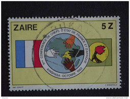 Congo Zaire 1982 Conférence Carte De L'Afrique, Drapeaux Français Et Zaïrois Kaart Vlag Yv 1096 COB 1155  O - Usados