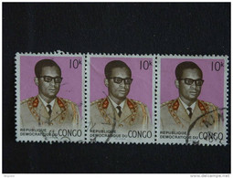 Congo Zaire 1972 General Generaal Mobutu 3 X Yv 817 O - Oblitérés
