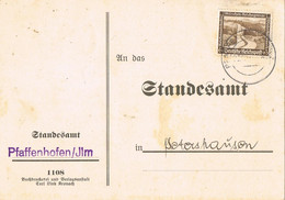 45669. Tarjeta PFAFFENHOFEN (Alemania Reich) 1942. Stamp Munchen. STAMDESAMT Cruz Gamada - Covers & Documents