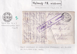 DDCC 125 - CANTONS DE L'EST - Carte Militaire En Feldpost ST VITH (Eifel) 1916 Vers BONN - Censure De MALMEDY - Autres & Non Classés