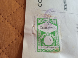 MARCA DA BOLLO  MUNICIPIO CALTAGIRONE LIRE 5 - 1948 - Fiscali