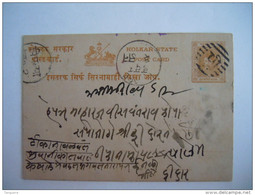 India Inde Holkar State Post Card Entier Postal Stationery PWS - Holkar