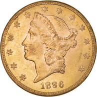 Monnaie, États-Unis, Liberty Head, $20, Double Eagle, 1896, U.S. Mint - 20$ - Double Eagles - 1877-1901: Coronet Head (Tête Couronnée)